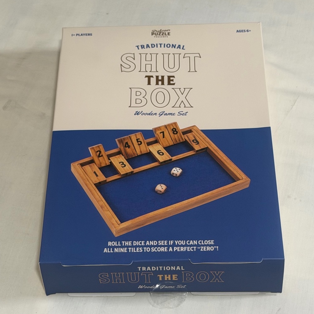 Traditional Shut The Box Wooden Game Set - Blue Felt